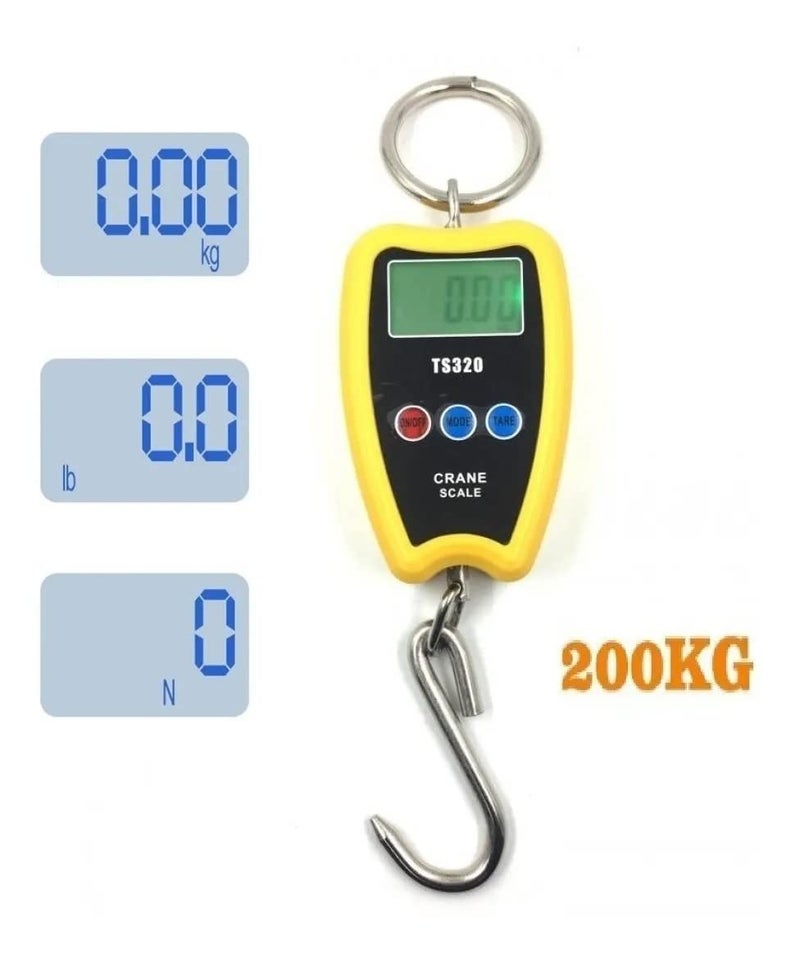 WeighTAJ Mini Crane Scale 200kg Digital Hanging Scale, Weighing Scale - Electronic Portable Weight Machine for Luggage, Agriculture, Fishing & Scrap (Orange(WT-TS320)) - Image 2