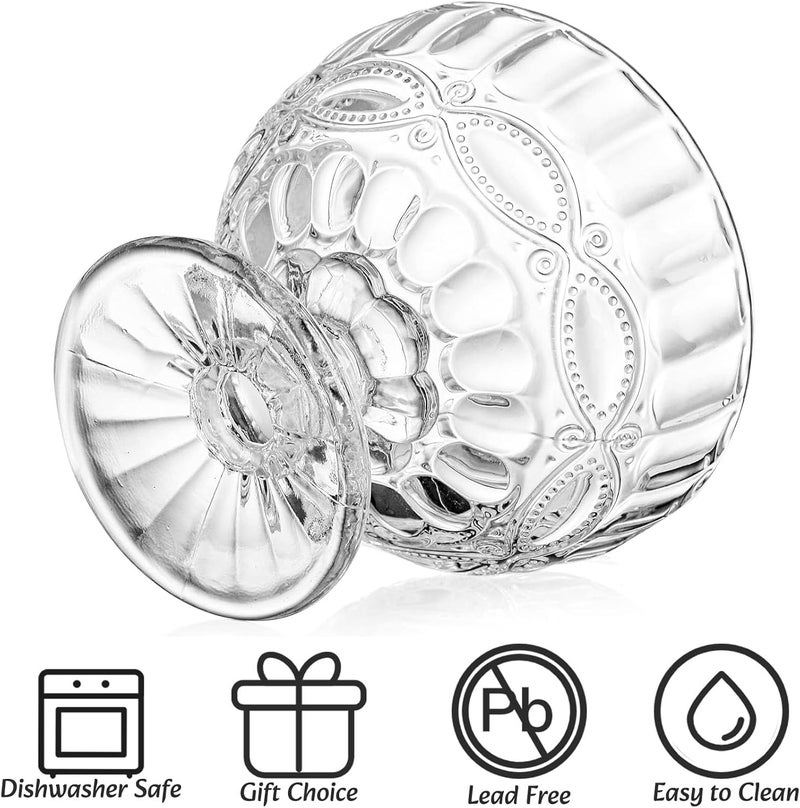 Youeon 6 Pcs Glass Ice Cream Bowls 12 Oz Large Glass Dessert Bowls Vintage Footed Sundae Cups Ice Cream Cups for Dessert Sundae Trifle Fruit Salad Snack Cocktail - Image 3
