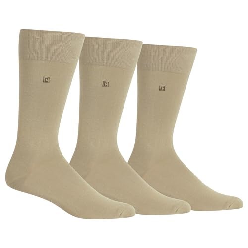 Chaps Men's Solid Rayon Blend Dress Crew Trouser Socks 3 Pair, Khaki Sock Size:10-13/Shoe Size: 6-12 - Image 1