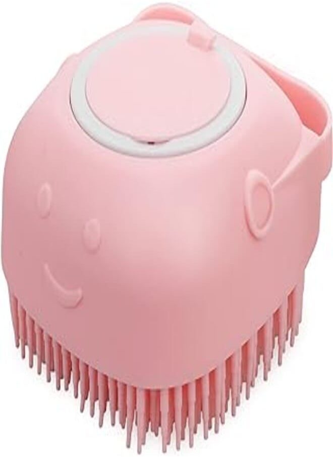 Molain Molain Dog Cat Bath Brush Comb Silicone Rubber Dog Grooming Brush Silicone Puppy Massage Brush Hair Fur Grooming Cleaning Brush Soft Shampoo Dispenser (pink) 