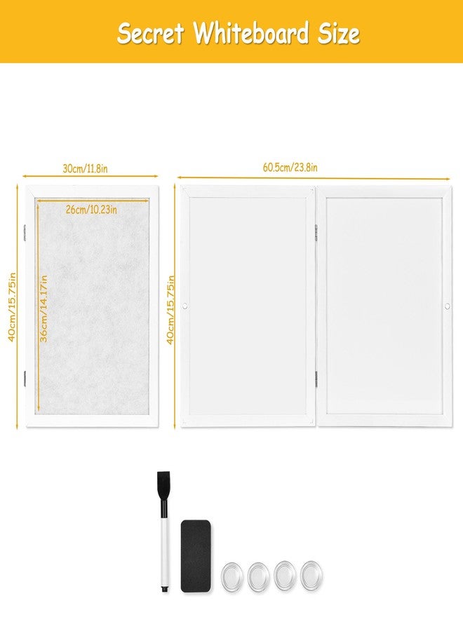 YCCYYCCY White Wooden Frame Bulletin Board with Felt, 11.8 x 15.7 inch / 30x40cm Enclosed Whiteboard Inside, Secret Pinboard and Whiteboard for Office, Home (KMB-WH) - Image 2