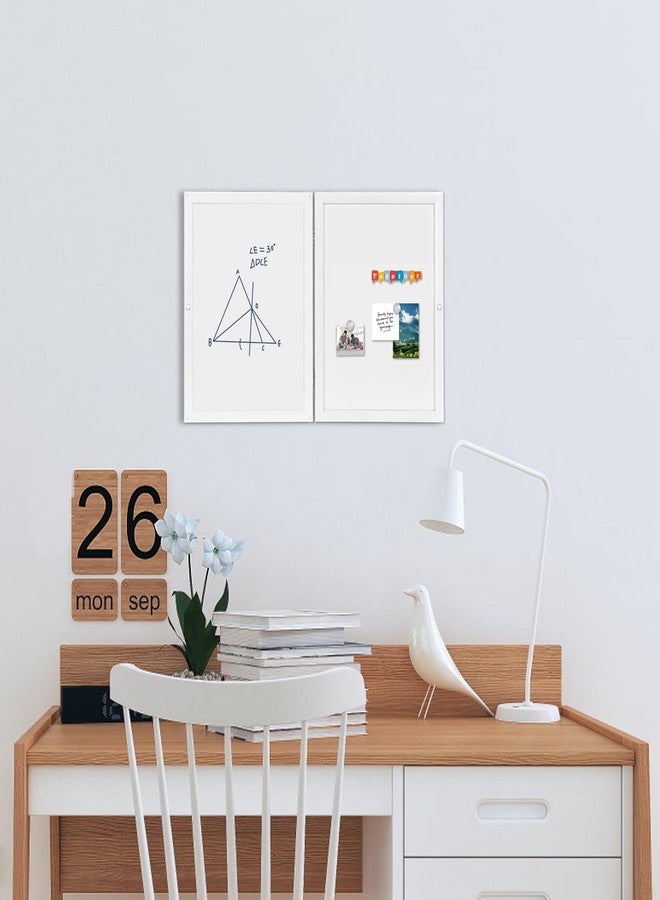 YCCYYCCY White Wooden Frame Bulletin Board with Felt, 11.8 x 15.7 inch / 30x40cm Enclosed Whiteboard Inside, Secret Pinboard and Whiteboard for Office, Home (KMB-WH) - Image 5