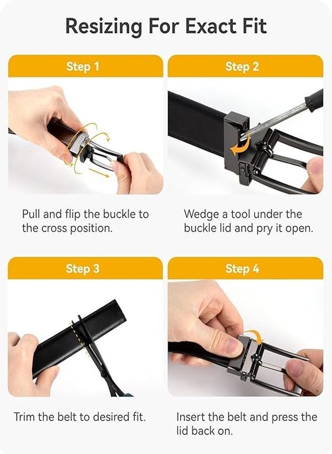 تشاورين حزام رجالي قابل للعكس من تشاورين، قطعة واحدة - حزام جلدي رسمي بعرض 1.25 بوصة - قابل للتعديل ليناسب مقاسك لإطلالة أنيقة، أسود/بني، مقاس خصر قابل للتعديل من 32 إلى 34 بوصة - Image 5
