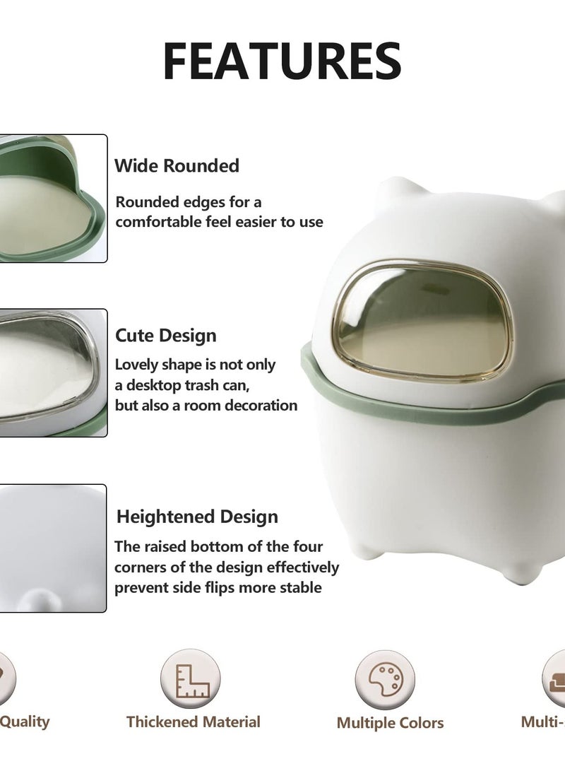 Excefore Mini Ninja Desktop Flip Trash Can, Cute Small Waste Basket with Lid - Suitable for Bathrooms, Kitchens, Offices, and Dressing Tables - Green. - Image 3