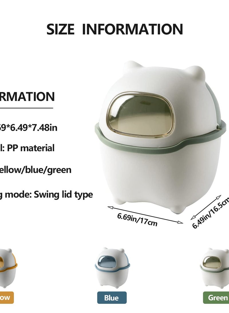 Excefore Mini Ninja Desktop Flip Trash Can, Cute Small Waste Basket with Lid - Suitable for Bathrooms, Kitchens, Offices, and Dressing Tables - Green. - Image 4