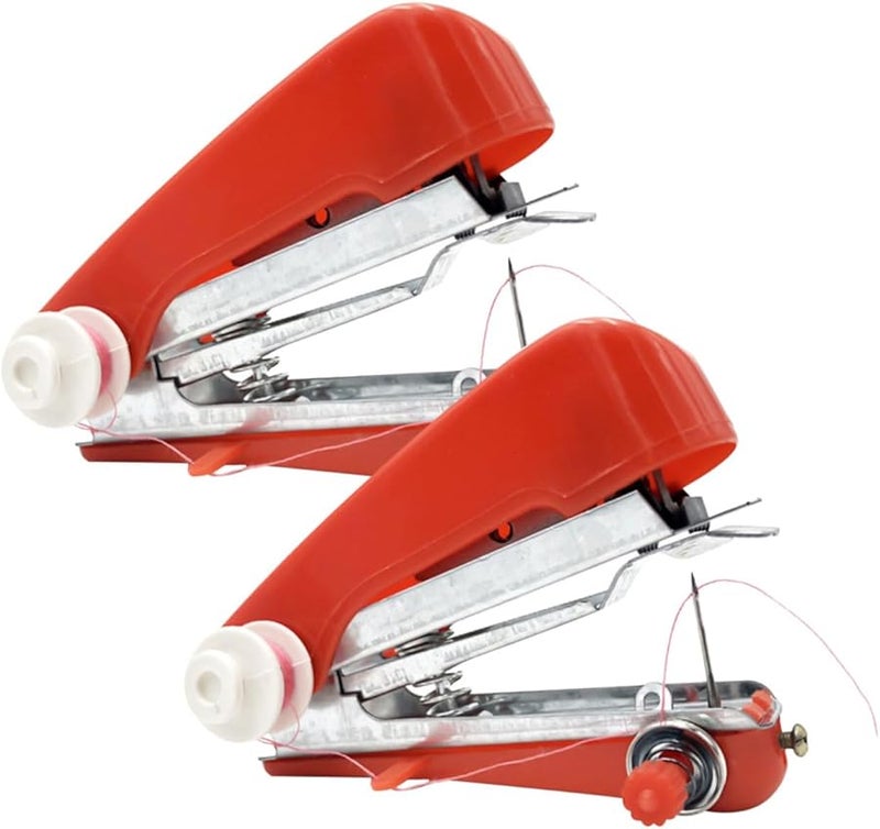 Housoutil 2pcs Mini Sewing Machine Handheld Portable for Beginners Home Travel White - Image 1