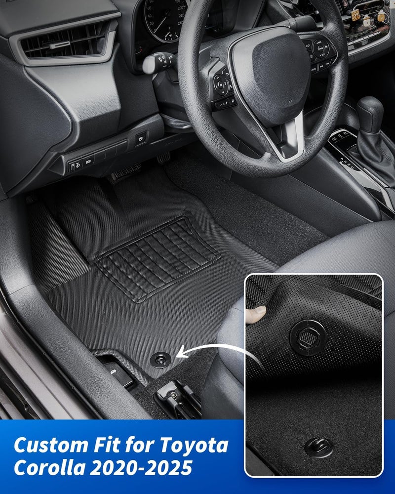 DrCarNow for Toyota Corolla Floor Mats 2025 2024 2023-2021 2020(Incl. Hybrid), All-Weather Car Mats Full Set with Trunk Cargo Line for Corolla Sedan Accessories 2020-2025(Not for Hatchback/Cross) - Image 3