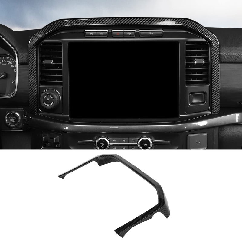 Jimen Compatible with Ford F150 20212023 Center Console Navigation Cover Trim Frame Carbon Fiber