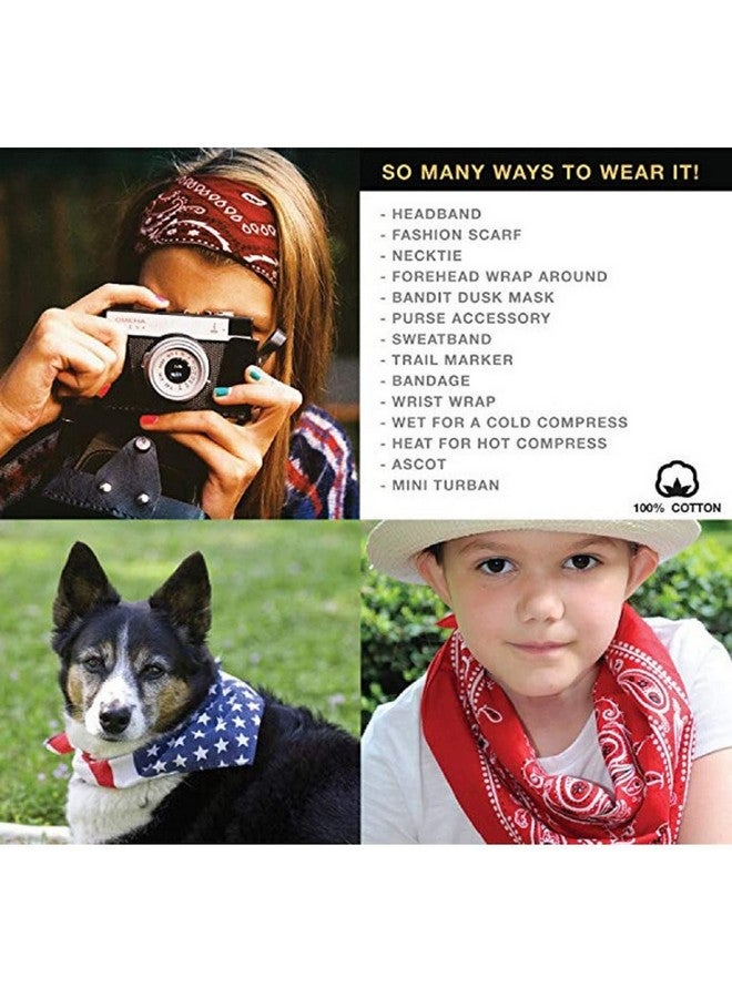 Zacharias Unisex Cotton Paisley Printed Cowboy BandanasHandkerchief/Scarf/Headband/Neck Scarf (Pack of 10) White - Image 3