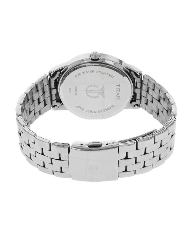 Titan Quartz Analog with Date Black Dial Stainless Steel Strap Watch for Men 1584sm04 - Image 4