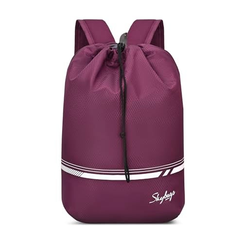 Skybags Smol 15L Casual Drawstring Daypack | Premium Diamond Pattern Fabric Backpack with 2 Compartment & Padded Back Panel | Gym, Travel & Everyday Bag | Casual Backpack for Men & Women (Wine) - Image 1