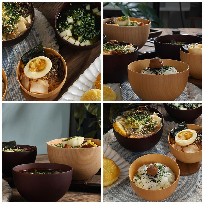 Solid Wood Noodle Bowl Holder for Soup Rice Serving Light Wood Color - Image 5