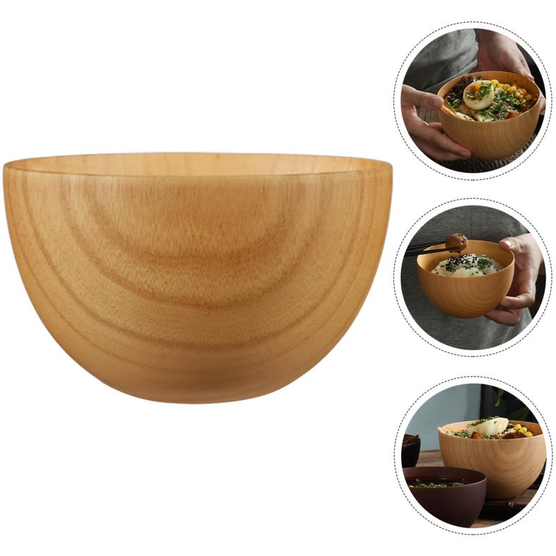 Solid Wood Noodle Bowl Holder for Soup Rice Serving Light Wood Color - Image 4