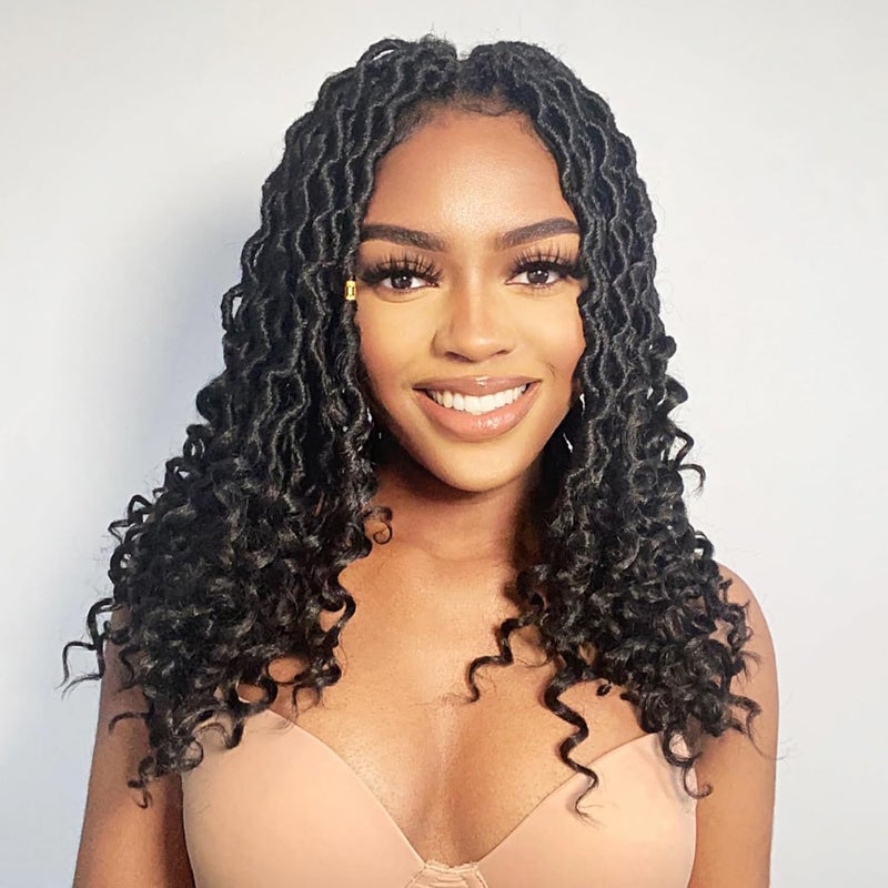 Karida Goddess Locs Crochet Hair 14 Inch 8 Packs Upgraded Crochet Hair for Black Women Pre Looped Crochet Faux Locs With Curly Ends 14 Inch Pack of 8 1B