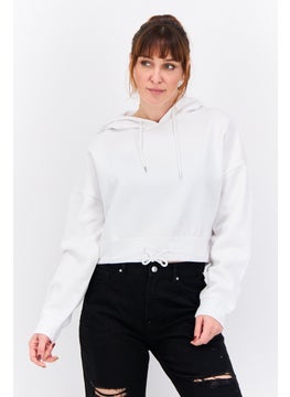 Women Plain Long Sleeves Hoodies, White