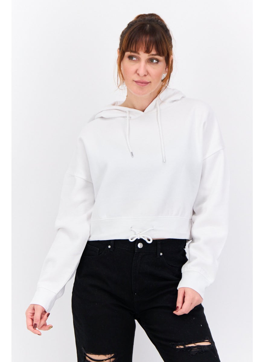 CROSSHATCH Women Plain Long Sleeves Hoodies, White  - Image 1