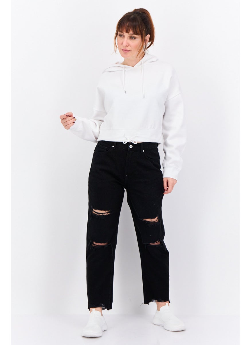 CROSSHATCH Women Plain Long Sleeves Hoodies, White  - Image 4