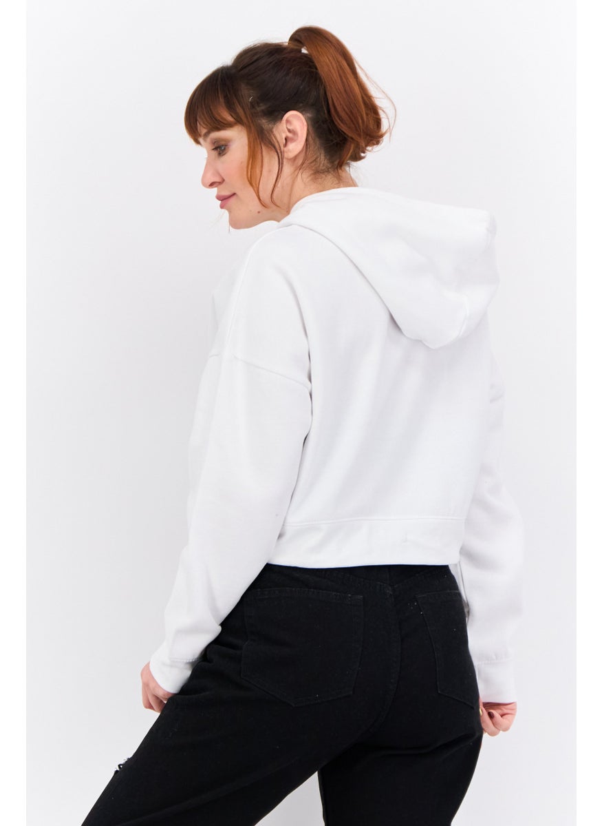CROSSHATCH Women Plain Long Sleeves Hoodies, White  - Image 3