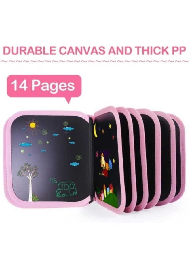 FLYHSO 14 Pages Portable Erasable Drawing Pad Reusable Sketchpad Painting Book with 12 Colored Erasable Pens for Kids Toddlers Cat，Drawing Pad for Toddlers Birthday Gifts,(Pink Unicorn) - Image 4