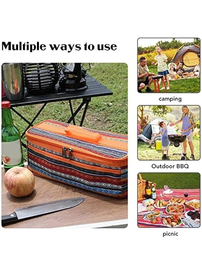 Camping Travel Cooking Utensils lunch box , Portable Outdoor Cooking and Grilling Utensil lunch box Travel Bag for Backpacking BBQ Camping Hiking Travel(Orange)  - Image 3