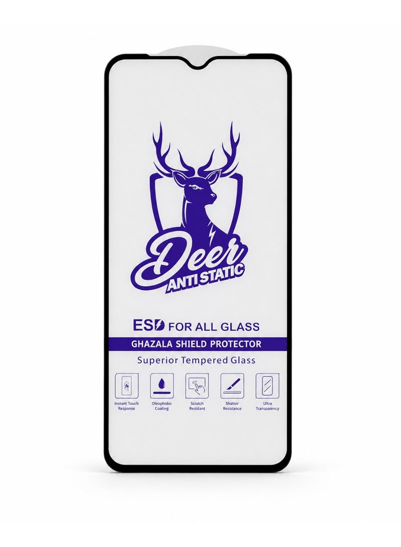 دير واقي شاشة زجاجي مقسى متين ومضاد للكهرباء الاستاتيكية (ESD) من DEER متوافق مع هاتف أوبو A16K - شفاف بإطار أسود - Image 2