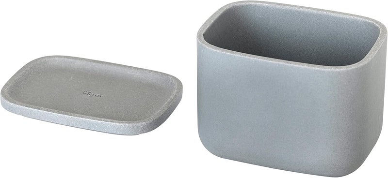 Vigar Vigar Zense Concrete Rectangular Decorative Containers with Lids Bathroom Storage Containers for Cotton Balls Cotton Buds Hair Product Round Cotton Pads Fine Polyresin Stone  - Image 3
