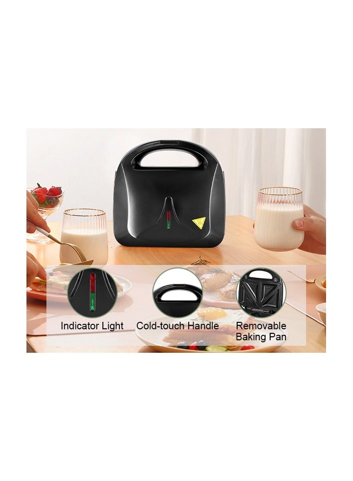 ديوينر صانعة ساندويتشات بقوة 850 واط، صانعة ساندويتشات بقدرة 8 في 1 غير قابلة للإزالة بفتحتين غير لاصقة مع 8 أطقم من صواني الشواء، مبيت من الخشب البلاستيكي المقاوم للحرارة للوافل، التحميص، الكعك، الكعك المحمص، التوست، البانيني والبرغر والستيك - Image 2