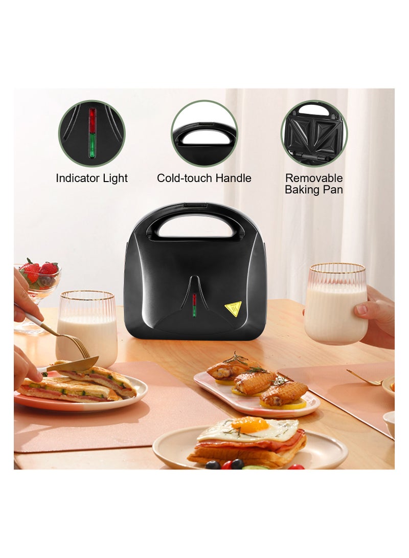 ديوينر صانعة ساندويتشات بقوة 850 واط، صانعة ساندويتشات بقدرة 8 في 1 غير قابلة للإزالة بفتحتين غير لاصقة مع 8 أطقم من صواني الشواء، مبيت من الخشب البلاستيكي المقاوم للحرارة للوافل، التحميص، الكعك، الكعك المحمص، التوست، البانيني والبرغر والستيك - Image 5