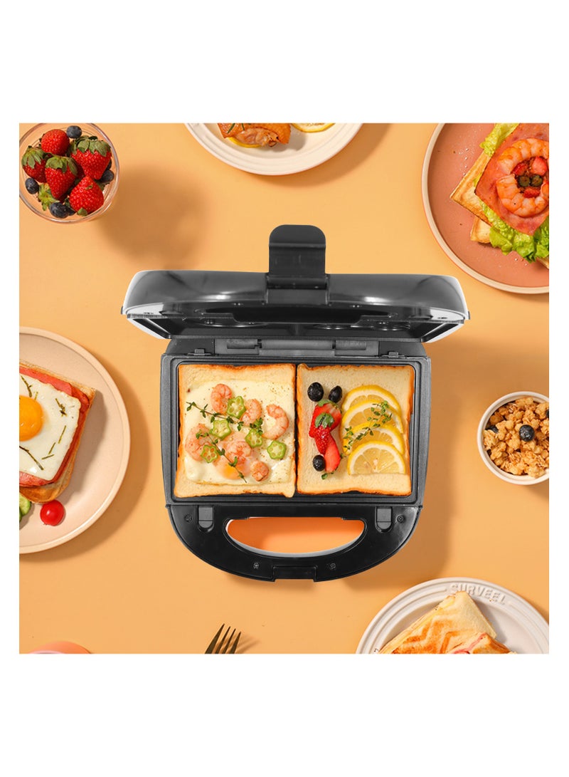 ديوينر صانعة ساندويتشات بقوة 850 واط، صانعة ساندويتشات بقدرة 8 في 1 غير قابلة للإزالة بفتحتين غير لاصقة مع 8 أطقم من صواني الشواء، مبيت من الخشب البلاستيكي المقاوم للحرارة للوافل، التحميص، الكعك، الكعك المحمص، التوست، البانيني والبرغر والستيك - Image 4