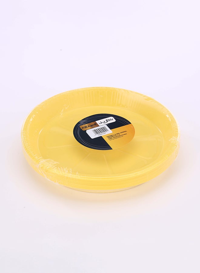 packwell طبق بلاستيكي دائري 10" أصفر 25 قطعة - Image 2