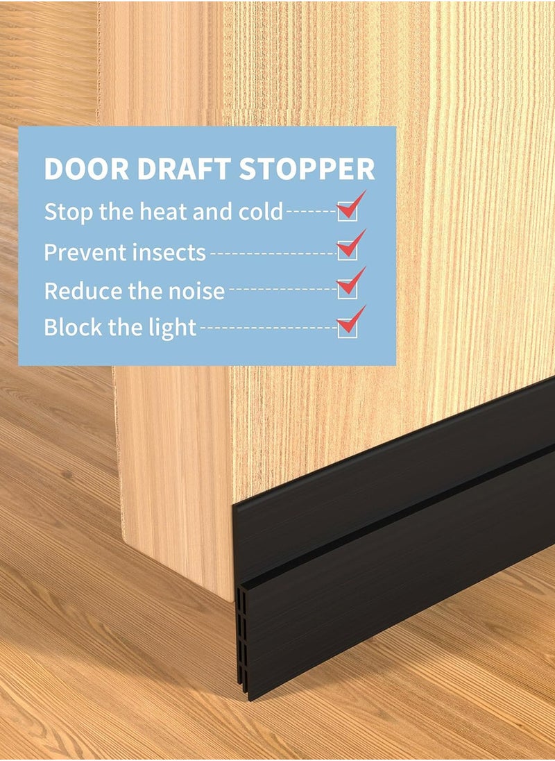 HomarKet Under Door Draft Stopper, 39" L Weather Stripping Door Seal, Bottom of Door Sweep for Exterior & Interior Doors, Garage Window Blocker Noise Dust Insulation Draft Guard, Black  - Image 2