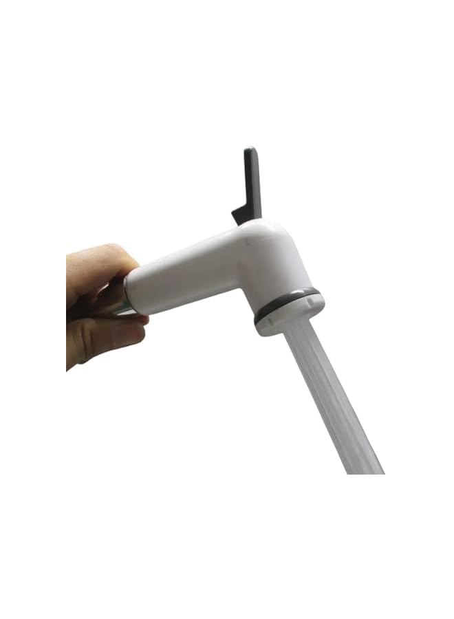 The Bros رأس شطاف يدوي AZTON_SH-520 الفاخر مع حامل - رشاش بيديت مع حامل - دش يدوي فعال للنظافة الشخصية، تنظيف الحيوانات الأليفة وغسل السيارات - PVC أبيض، حل حمام محمول - Image 4