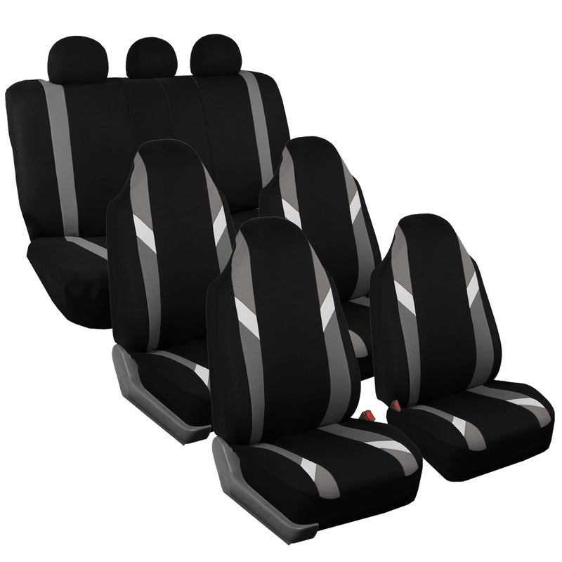 FH Group Three Row 7 Seater  Premium Modernistic Seat Covers  Fit Most Car Truck SUV  Van GrayBlack