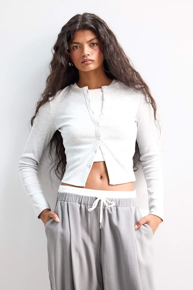 ديفاكتو Slim Fit Crew Neck Camisole Cardigan