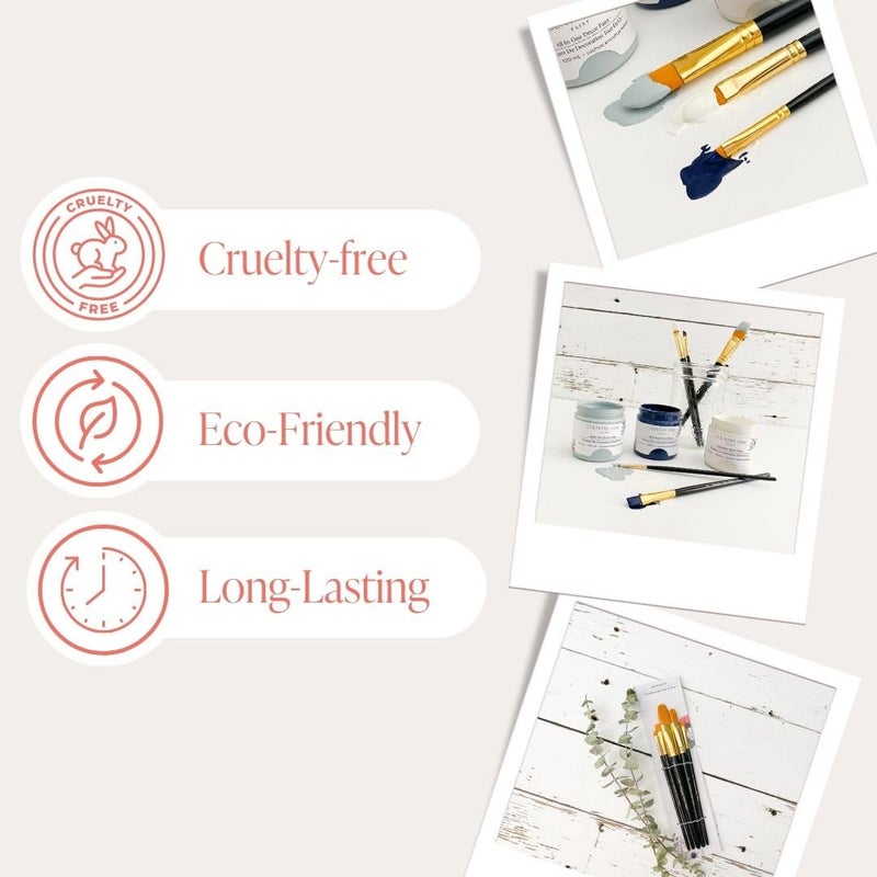 Country Chic Paint Artist Paint Brushes - Set of 5 Assorted Sizes - Synthetic Bristles for Detail Painting & Artwork - Smooth Paint Application with Minimal Brush Strokes, No Shedding, Vegan - Best for Water-Based Paint - Image 2