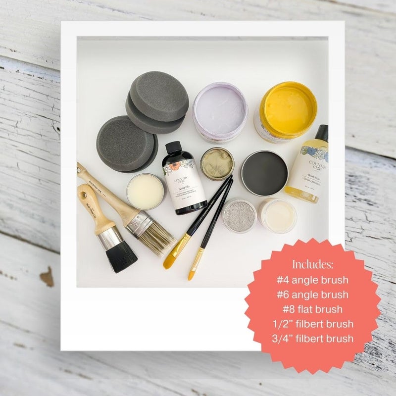 Country Chic Paint Artist Paint Brushes - Set of 5 Assorted Sizes - Synthetic Bristles for Detail Painting & Artwork - Smooth Paint Application with Minimal Brush Strokes, No Shedding, Vegan - Best for Water-Based Paint - Image 4