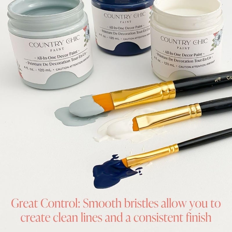 Country Chic Paint Artist Paint Brushes - Set of 5 Assorted Sizes - Synthetic Bristles for Detail Painting & Artwork - Smooth Paint Application with Minimal Brush Strokes, No Shedding, Vegan - Best for Water-Based Paint - Image 3