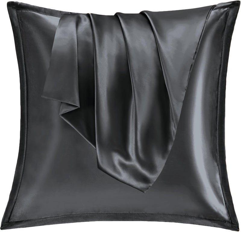 Vielit Cushion Cover 60 x 60 cm, Dark Grey Pillow Case 60 x 60 cm, Satin Pillow Case for Hair, Pillowcase 60 x 60 cm, Similar to Silk Pillow Case 60 x 60 cm - Image 1