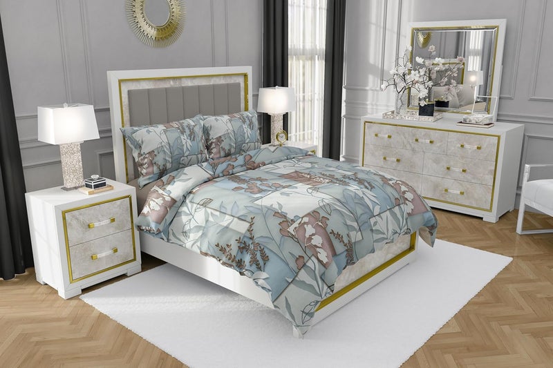 AQUA LINEN Cotton King Size Double Bedsheet Set 250 TC with 2 Printed Pillow Cover Multicolor 27432cm x 27432cm - Image 2