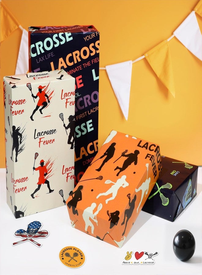 Pineraap Lacrosse Wrapping Paper 12 Sheets Lacrosse Stick Helmet Designs Gift Wrap for Lacrosse Players, Fans, Coaches, 20"×28" - Image 2