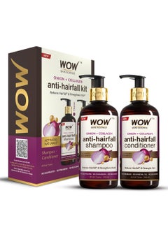 WOW Wow Skin Science Onion Oil Shampoo & Conditioner Kit With Red Onion Seed Oil Extract, Black Seed Oil & Pro-Vitamin B5 (Shampoo + Conditioner), 600 Ml  - Image 1