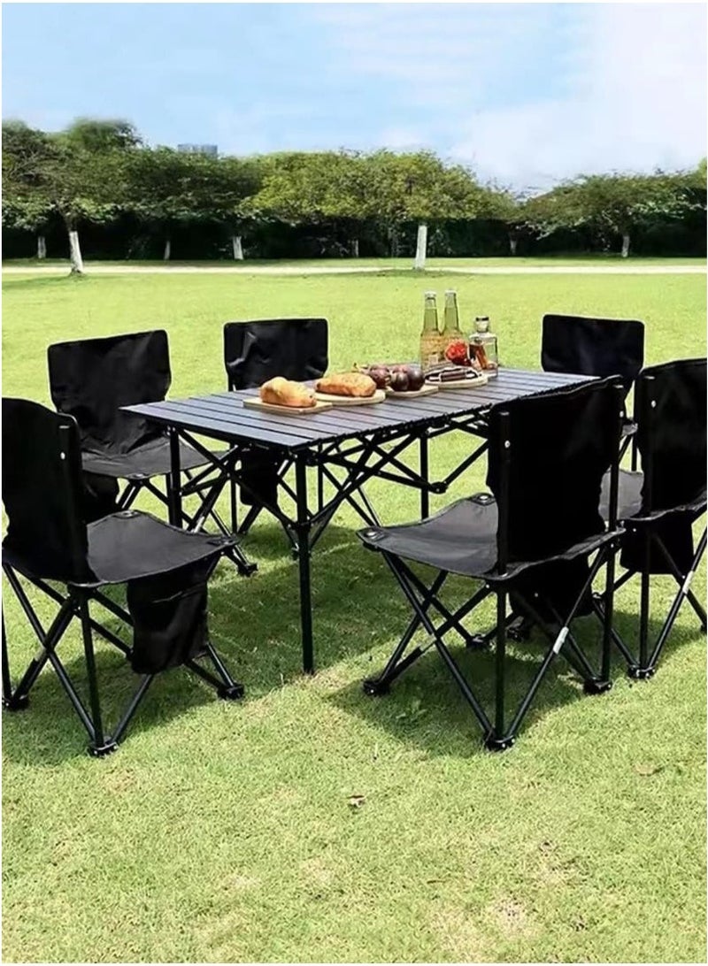Mereza 7-piece Camping Furniture Set,Foldable Camping Tables and Chairs, Portable Family Outing Camping Picnic Table And Chair Set,Multifunctional Foldable Travel Table and Chairs Set Camping Table For Outdoor BBQ,Cooking,Party, Beach - Image 3