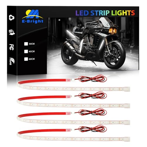 YM EBright YM E-Bright Car Led Strip Lights Cuttable Underwater Marine Underglow Led Lighting for Boat Motorcycle Trucks Golf Cart Interior Exterior Waterproof IP68 24inch 60CM 72SMD 12v,White(Pack Of 4) - Image 1