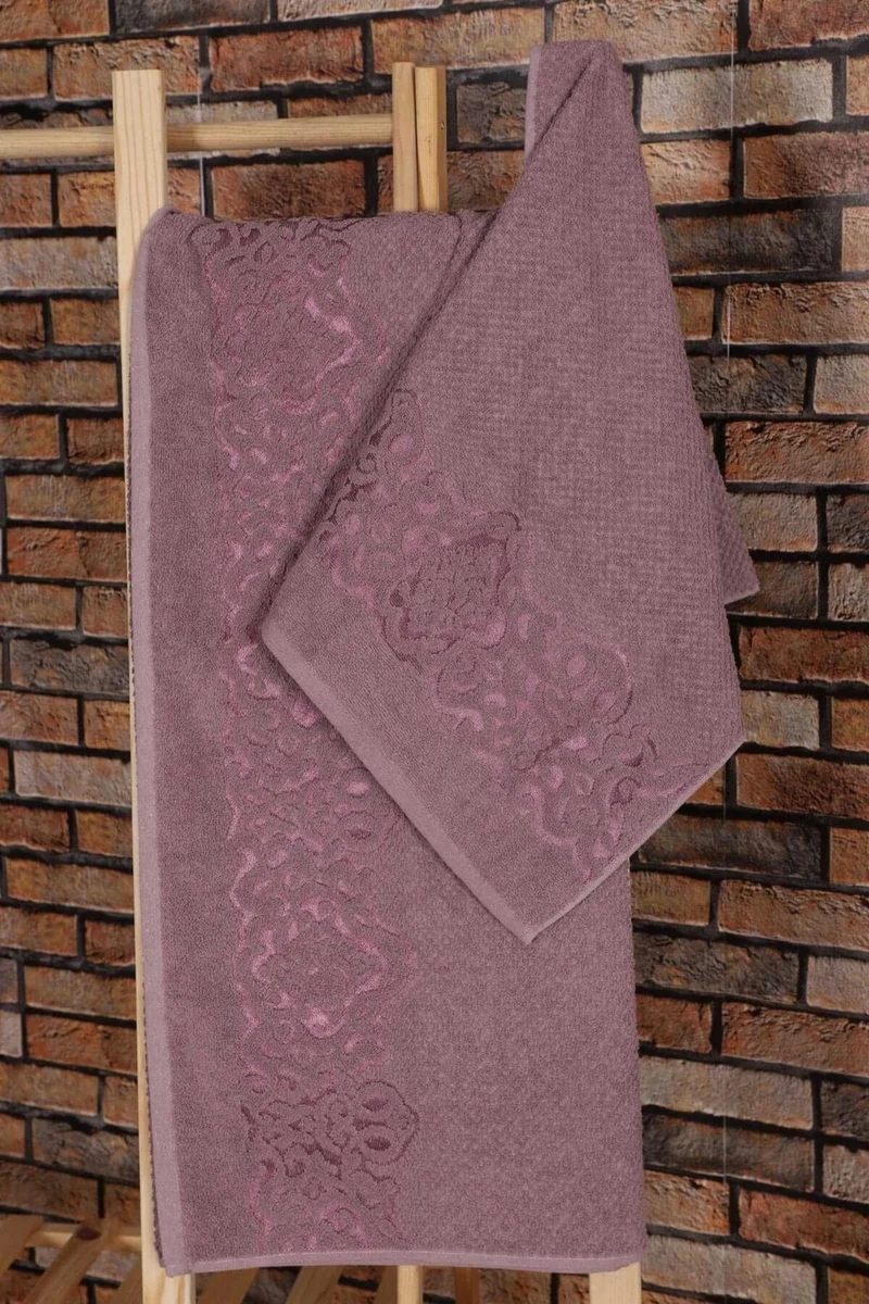 Mira Home 2 Piece Cotton Bath Towel Set Sultan Plum