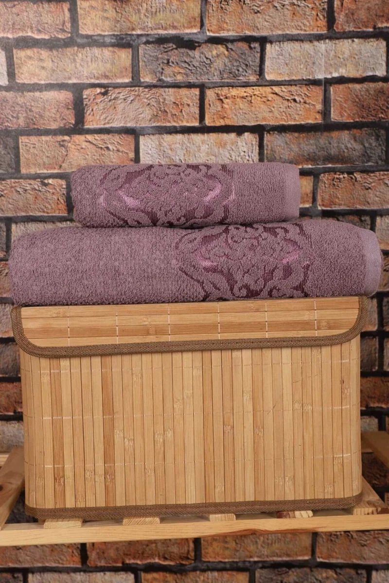 Mira Home 2 Piece Cotton Bath Towel Set Sultan Plum
