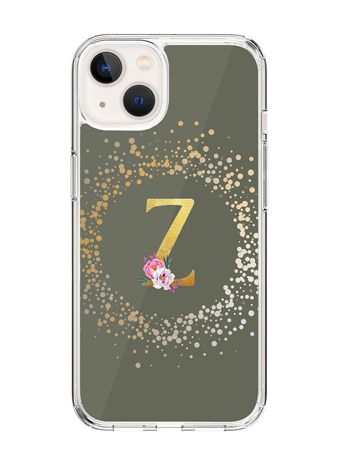 Stylizedd - Classic Clear Case For iPhone 15 Plus, Hybrid Soft Case Thin Cover- Custom Monogram Initial Letter Floral Pattern Alphabet - Z(Olive Green) - Image 1