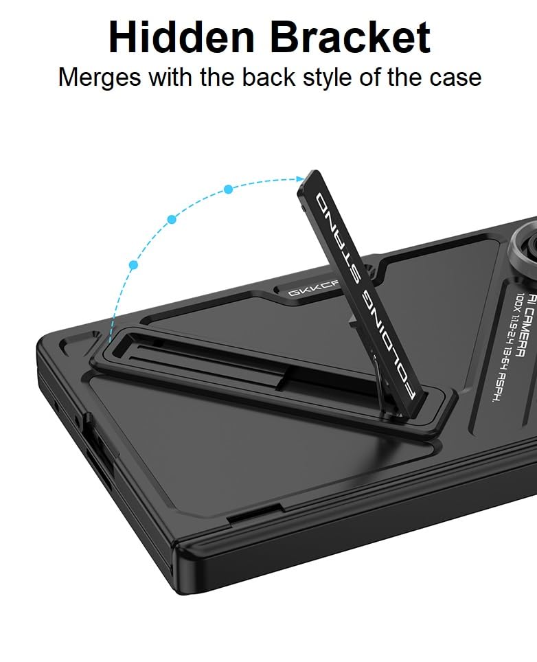 Midkart Magnetic Cover Compatible with Samsung Galaxy Z Fold 7 Release 2025 Hinge Protection with Hidden Kickstand Front Glass Case and Camera Protection, Black - Image 5