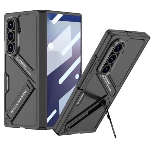 Midkart Magnetic Cover Compatible with Samsung Galaxy Z Fold 7 Release 2025 Hinge Protection with Hidden Kickstand Front Glass Case and Camera Protection, Black - Image 1