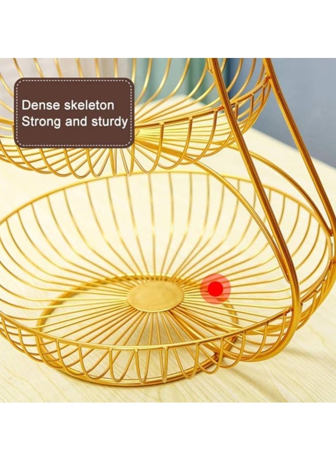 Generic Large 3-layer metal fruit basket, golden, rust-resistant  - Image 3