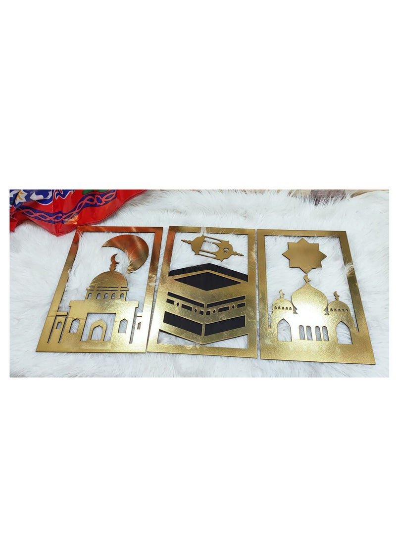 تابلوه رمضان ( الكعبه و المسجد النبوي و قبة الصخره القدس )  - Image 1